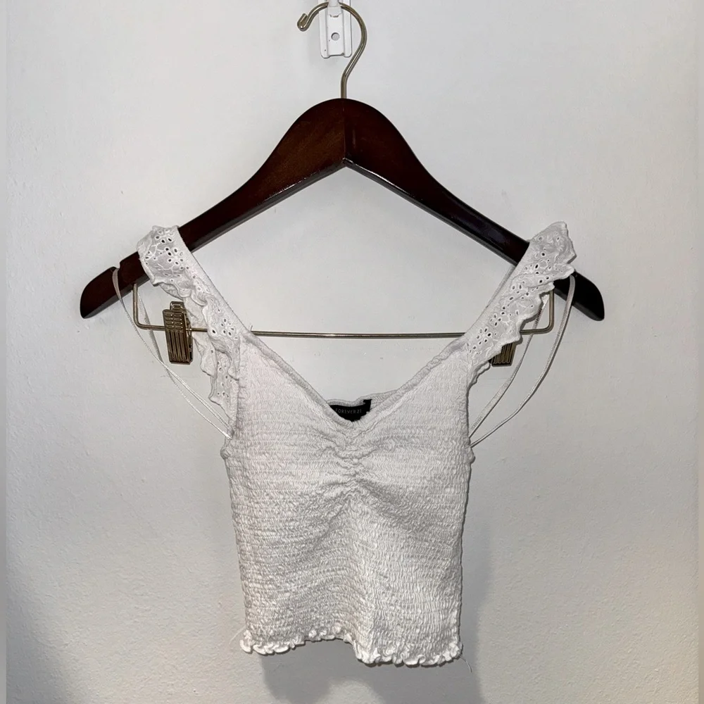 Forever 21 Cropped Ruffle Strap Tank Top - Picture 3 of 5